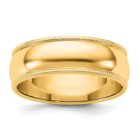 14K Yellow Gold 6.5mm Milgrain Half Round Band