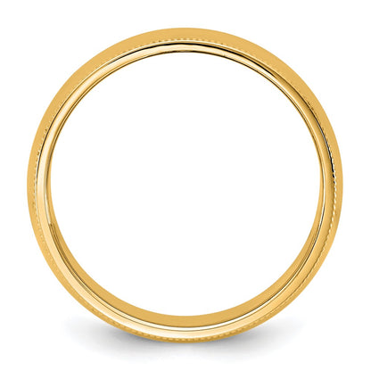 14K Yellow Gold 7mm Milgrain Half Round Band