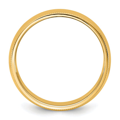 10K Yellow Gold 10Ky 7mm Milgrain Half Round Band Size 4