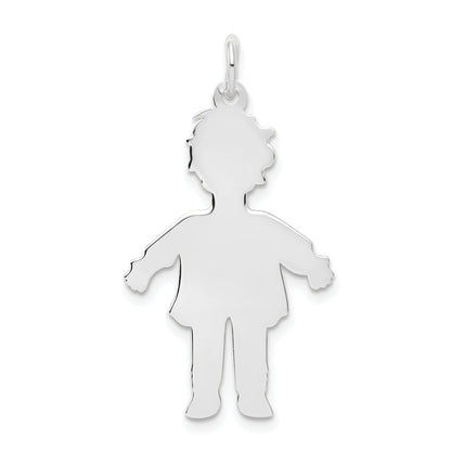 14K White Gold Plain Polished Large Boy Charm