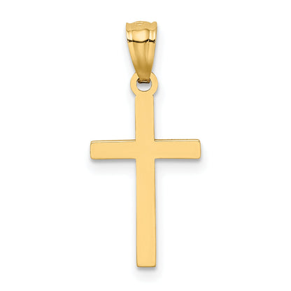 14K Yellow Gold Satin Diamond-Cut Cross Pendant