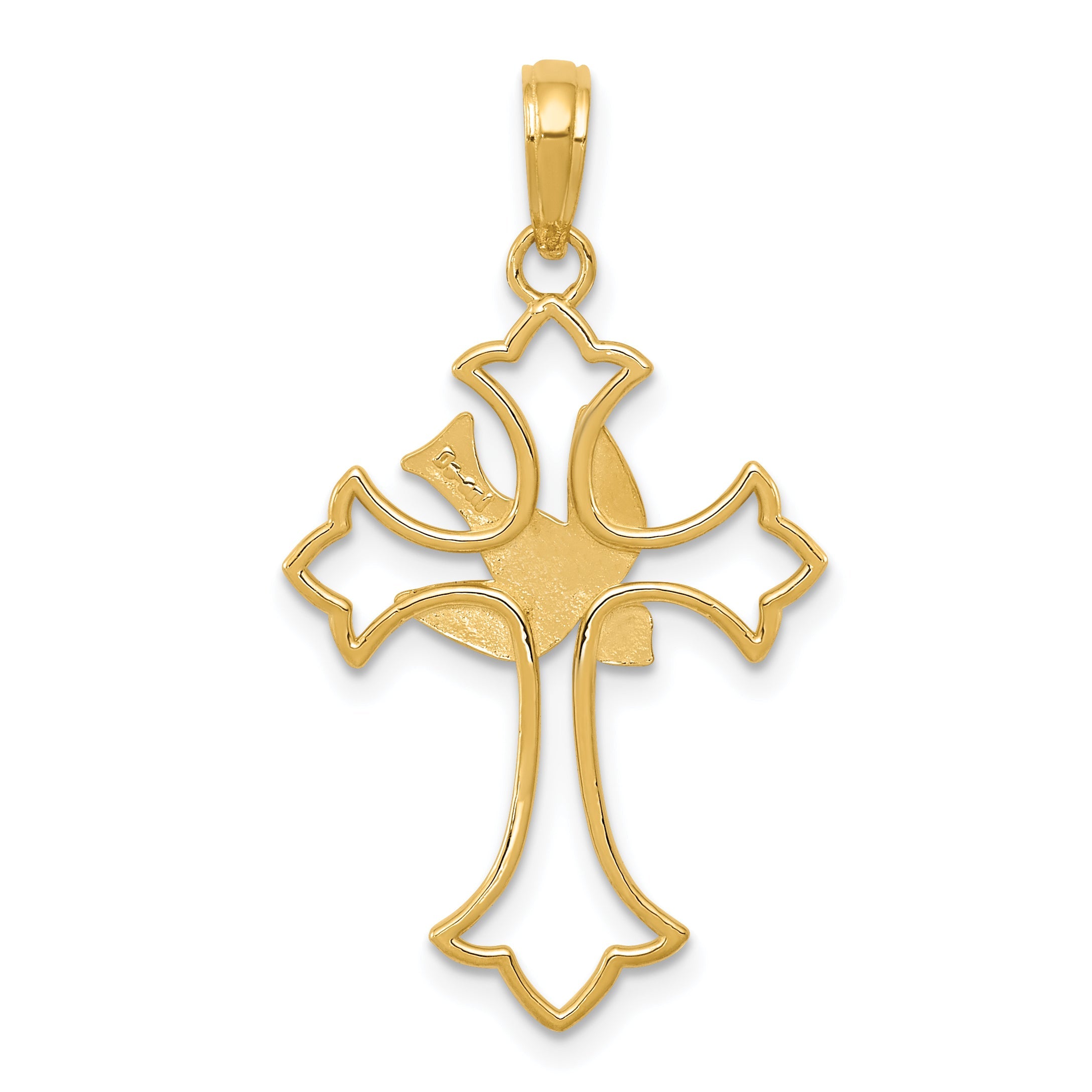 14K Yellow Gold Dove Cross Pendant