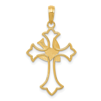 14K Yellow Gold Dove Cross Pendant