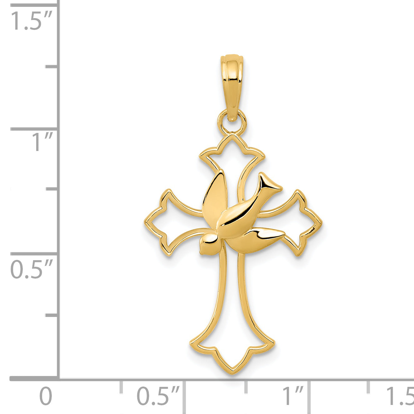14K Yellow Gold Dove Cross Pendant