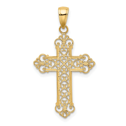 14K Yellow Gold Fleur De Lis Cross Charm