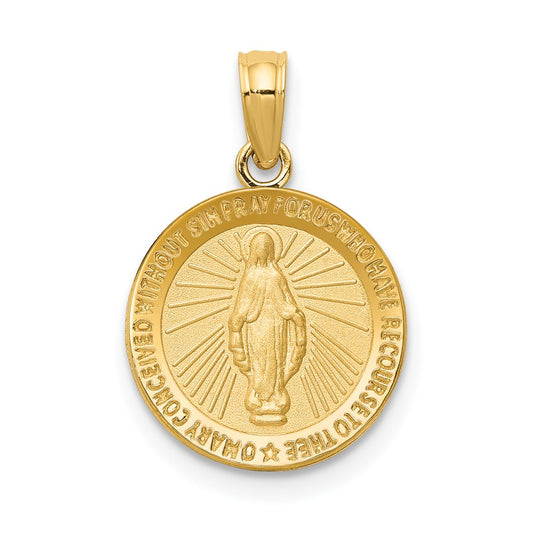 14K Yellow Gold Miraculous Medal Pendant