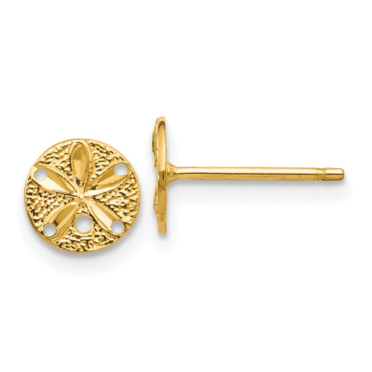 14K Yellow Gold Diamond-Cut Sand Dollar Post Earrings