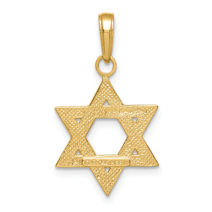 14K Yellow Gold Solid Satin Star Of David Charm