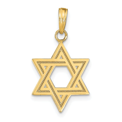 14K Yellow Gold Solid Satin Star Of David Charm