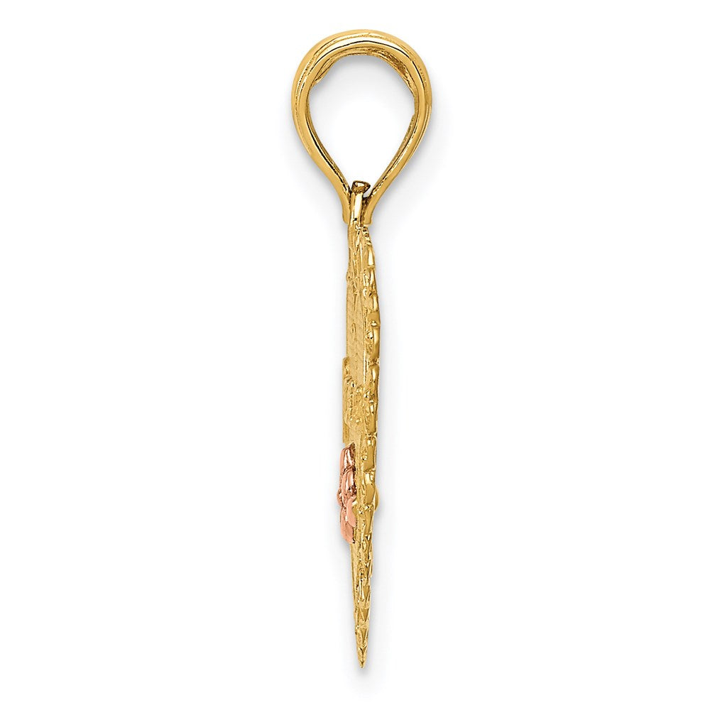 14K Two-Tone Grandma Heart W/Flower Charm