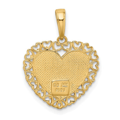 14K Two-Tone Grandma Heart W/Flower Charm