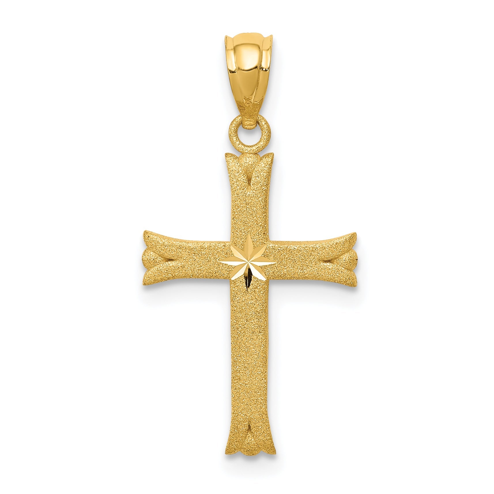 14K Yellow Gold Satin Cross Charm