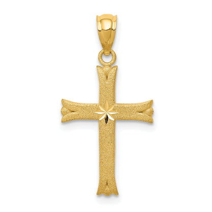 14K Yellow Gold Satin Cross Charm