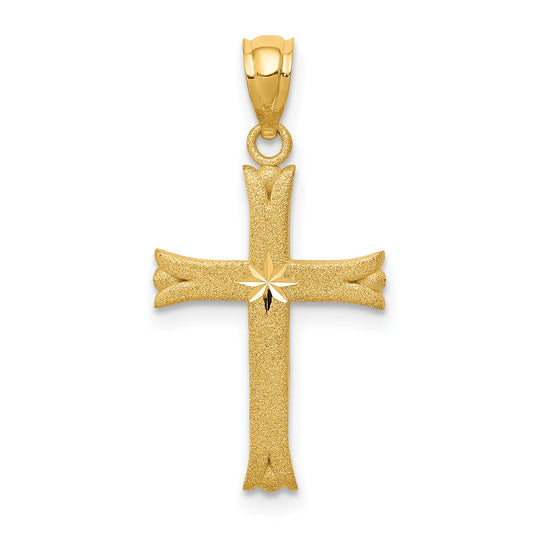 14K Yellow Gold Satin Cross Charm