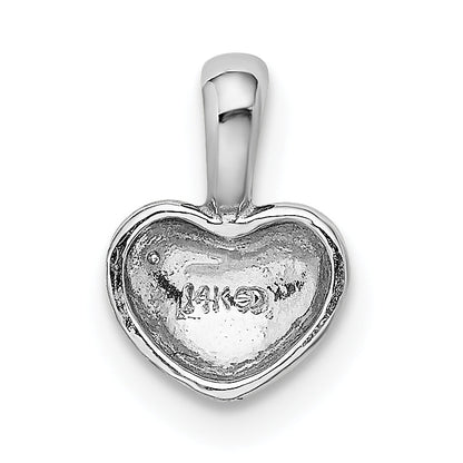 14K White Gold Polished Domed Heart Charm