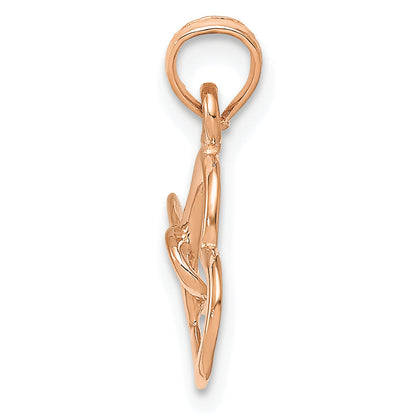 14K Rose Gold Polished Intertwined Double Heart Pendant