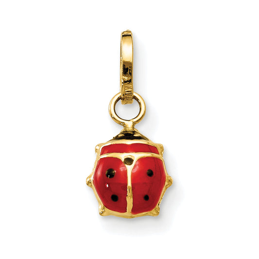 14K Yellow Gold Enameled Ladybug Charm
