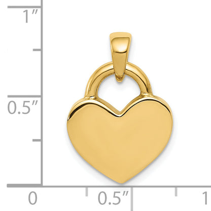 14K Yellow & Rhodium Hollow Polished 3D Reversible Heart Charm