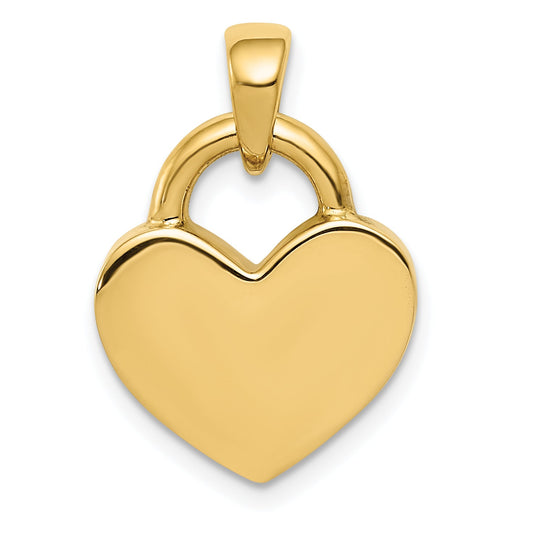 14K Yellow & Rhodium Hollow Polished 3D Reversible Heart Charm