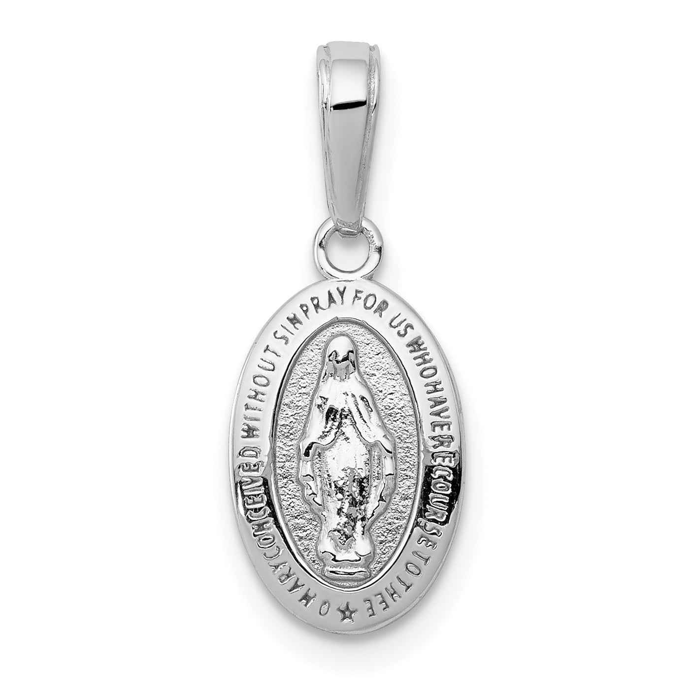 14K White Gold Miraculous Medal Charm