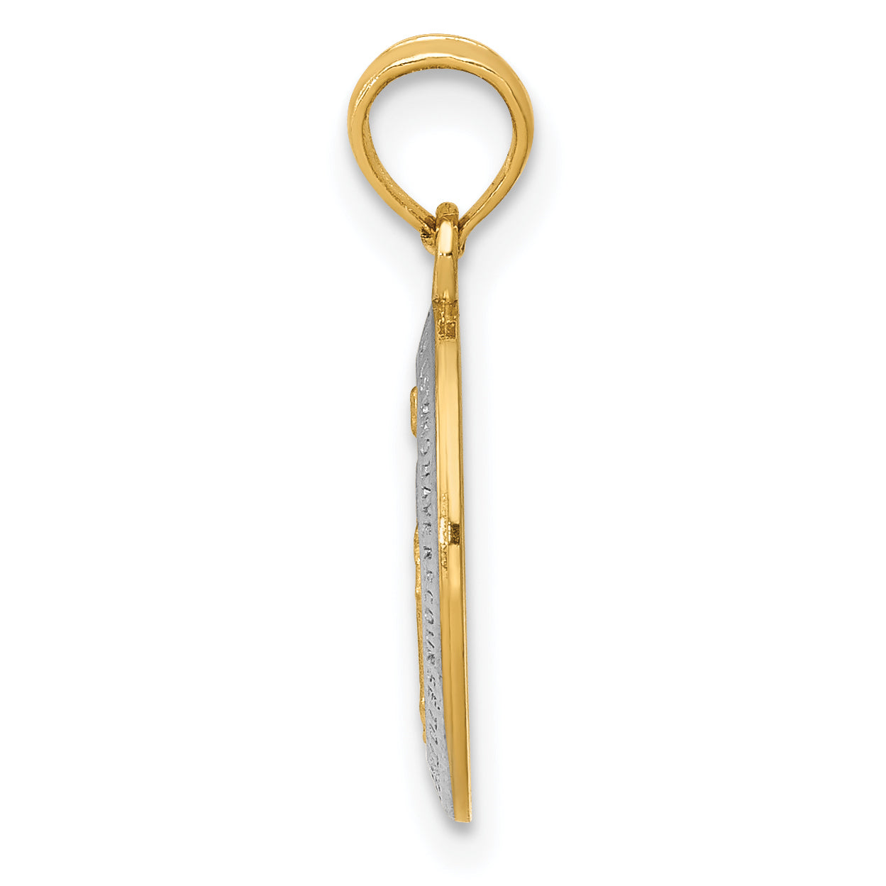 14K Yellow & Rhodium W/Rhodium Miraculous Medal Charm