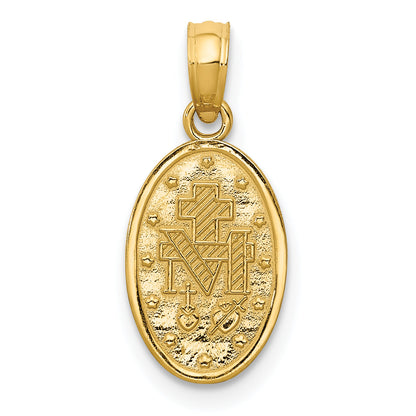 14K Yellow & Rhodium W/Rhodium Miraculous Medal Charm