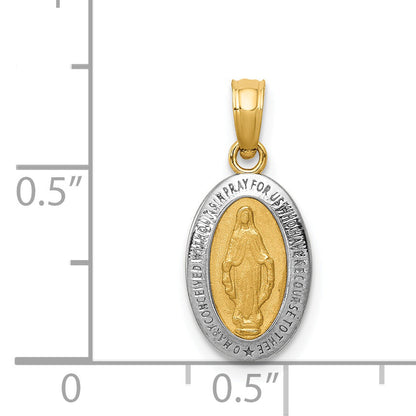 14K Yellow & Rhodium W/Rhodium Miraculous Medal Charm