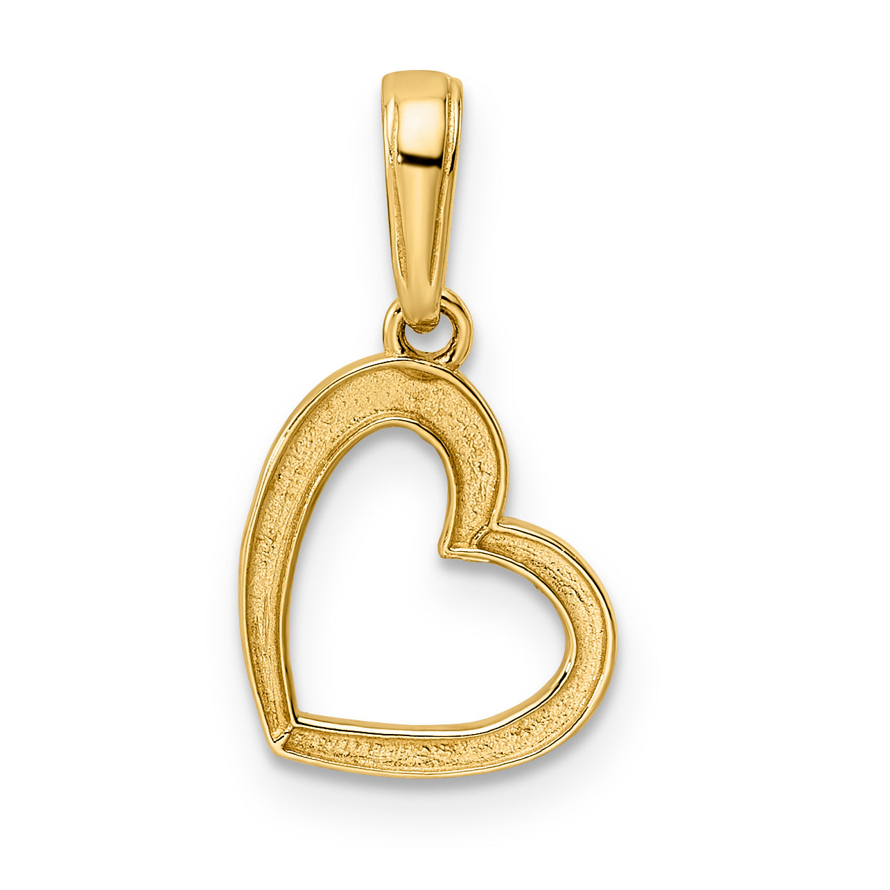 14K Yellow & Rhodium And White Diamond-Cut Heart Pendant