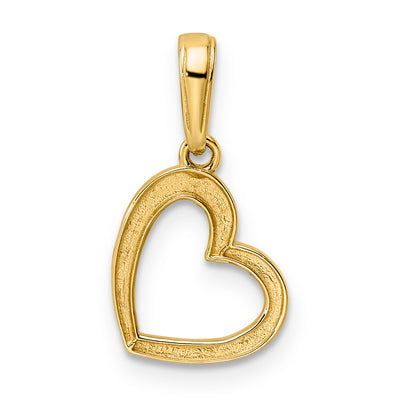 14K Yellow & Rhodium And White Diamond-Cut Heart Pendant