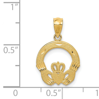 14K Yellow Gold Claddagh Charm