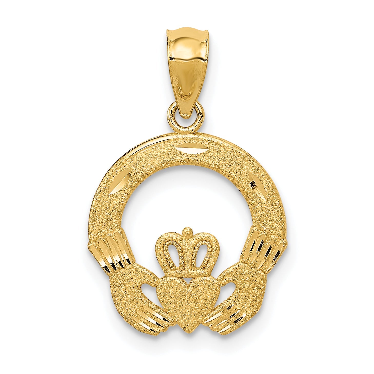 14K Yellow Gold Claddagh Charm
