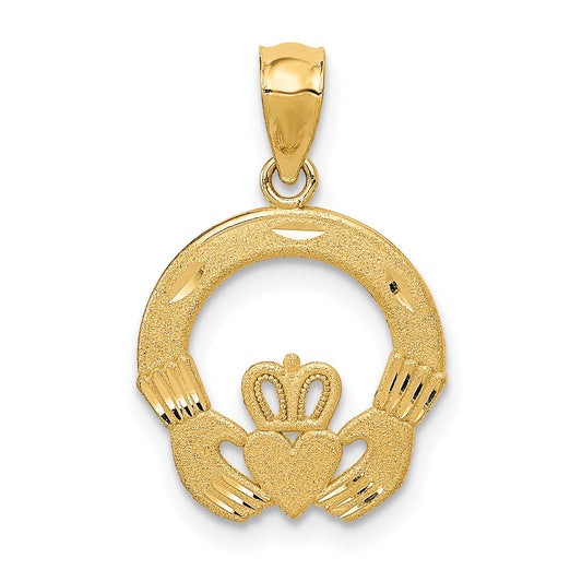 14K Yellow Gold Claddagh Charm