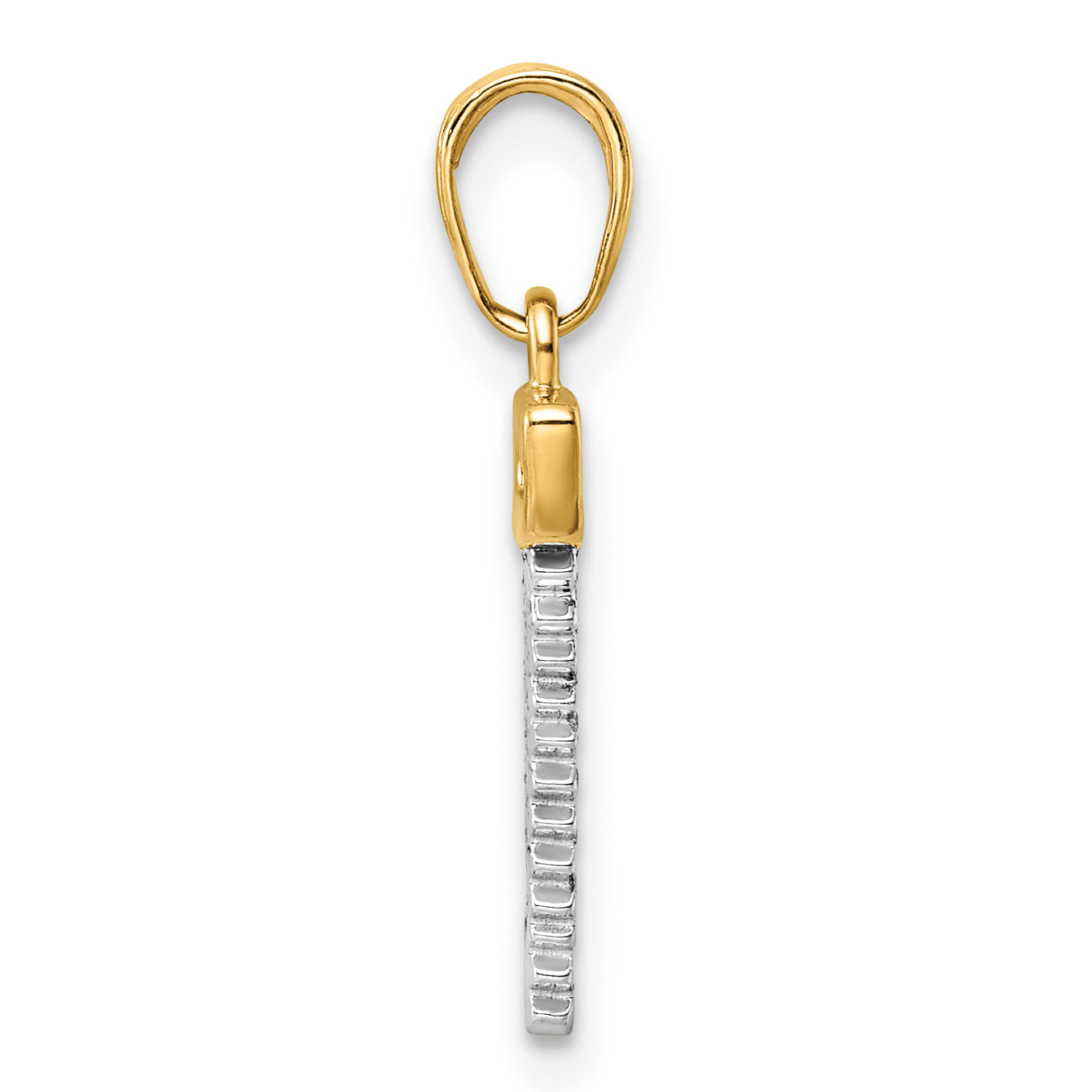 14K Yellow & Rhodium And White D/C Saw Pendant
