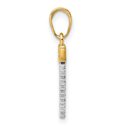 14K Yellow & Rhodium And White D/C Saw Pendant