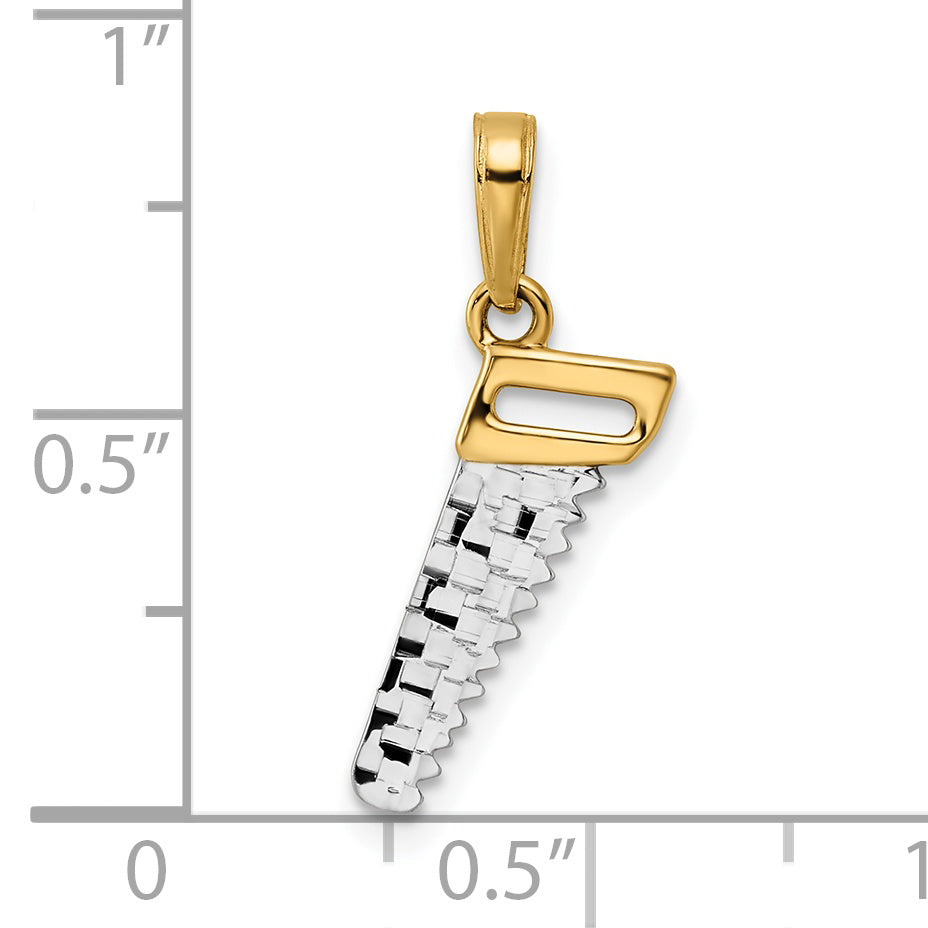 14K Yellow & Rhodium And White D/C Saw Pendant