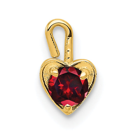 14K Yellow Gold 14Ky January Synthetic Birthstone Heart Charm