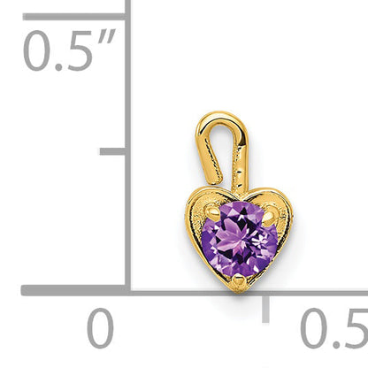 14K Yellow Gold 14Ky February Synthetic Birthstone Heart Charm