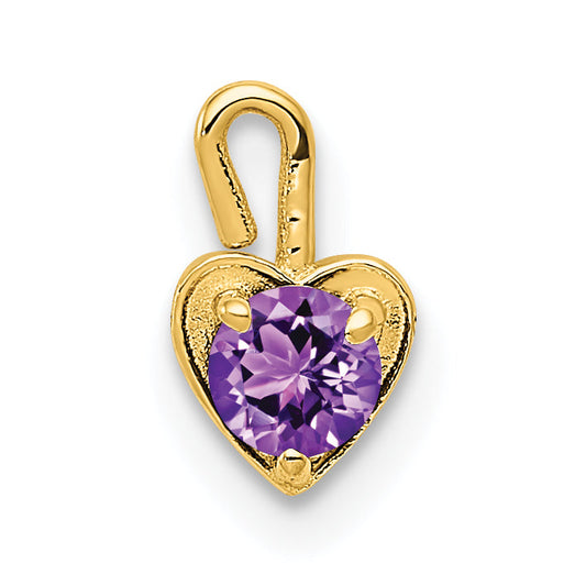 14K Yellow Gold 14Ky February Synthetic Birthstone Heart Charm