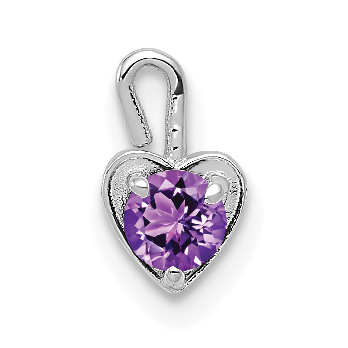 14K White Gold February Synthetic Birthstone Heart Charm
