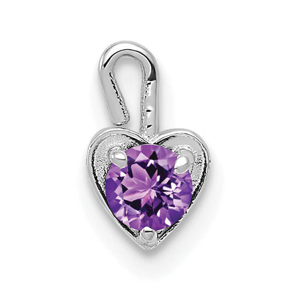 14K White Gold February Synthetic Birthstone Heart Charm