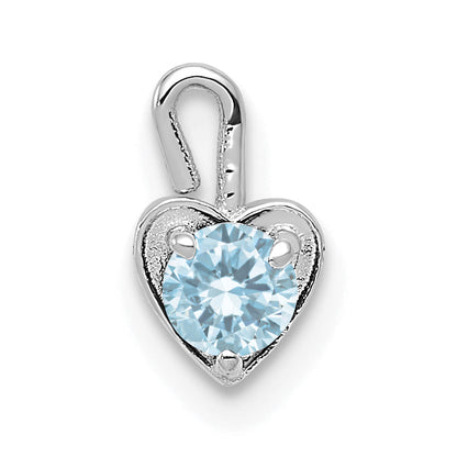 14K White Gold March Synthetic Birthstone Heart Charm