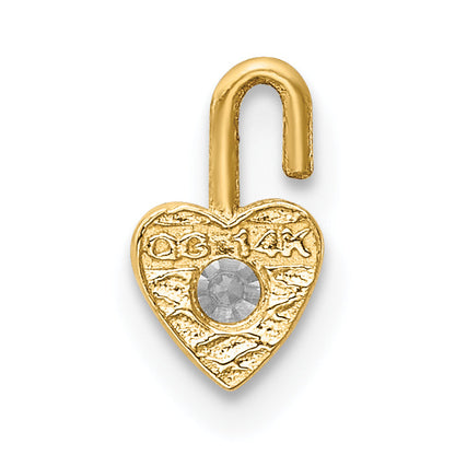 14K Yellow Gold 14Ky April Synthetic Birthstone Heart Charm