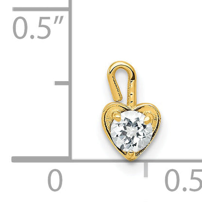 14K Yellow Gold 14Ky April Synthetic Birthstone Heart Charm