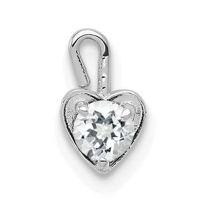 14K White Gold April Synthetic Birthstone Heart Charm
