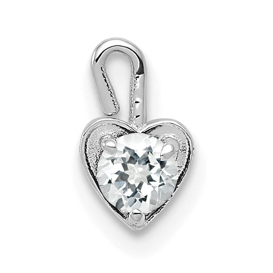 14K White Gold April Synthetic Birthstone Heart Charm
