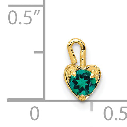 14K Yellow Gold 14Ky May Synthetic Birthstone Heart Charm
