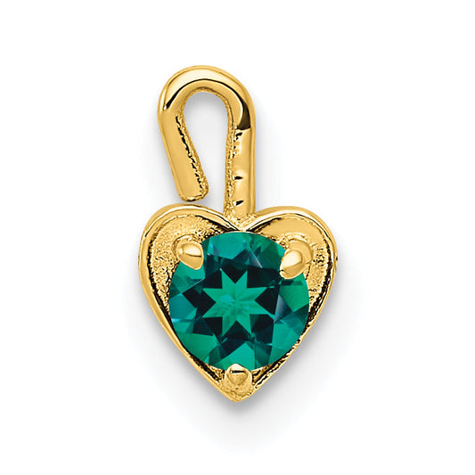 14K Yellow Gold 14Ky May Synthetic Birthstone Heart Charm
