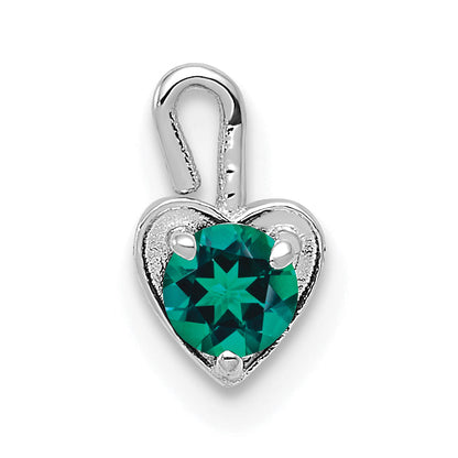 14K White Gold May Synthetic Birthstone Heart Charm