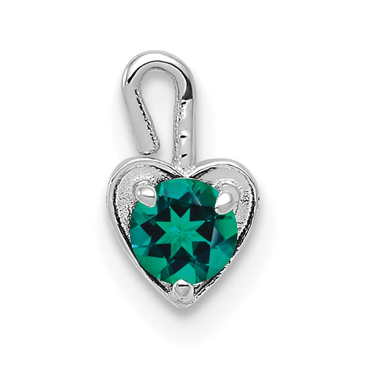 14K White Gold May Synthetic Birthstone Heart Charm