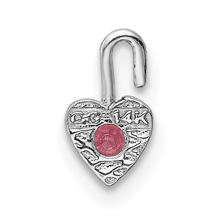 14K White Gold October Synthetic Birthstone Heart Charm